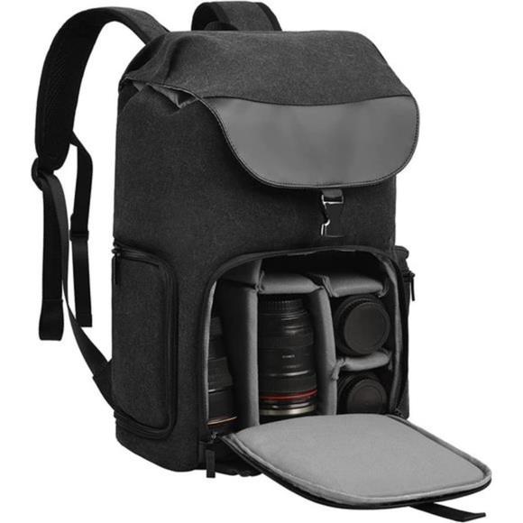 Camera Backpack Canvas Camera Bag for DSLR/SLR Mirrorless Camera with 15.6inches - Picture 1 of 8